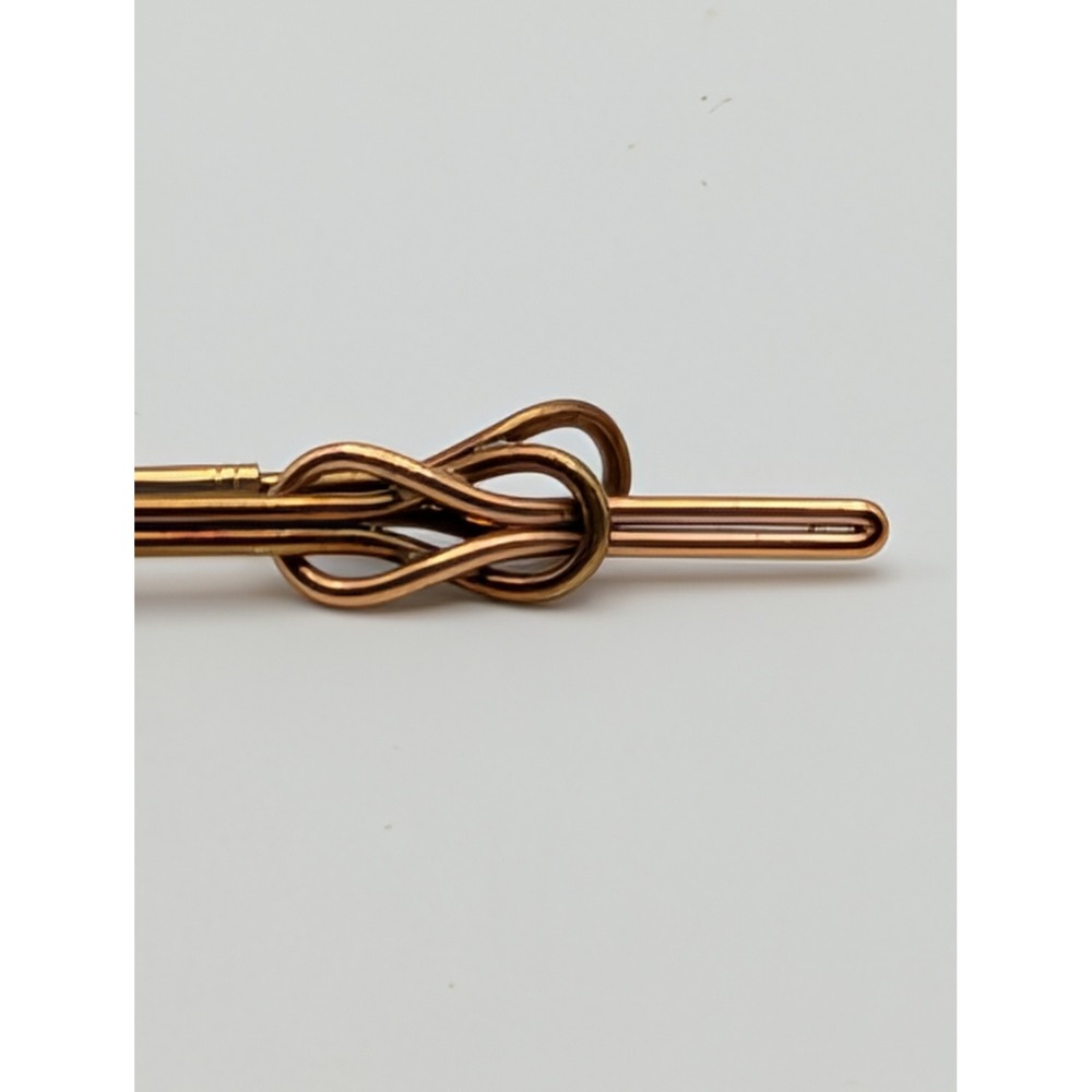 Vintage Krementz Gold Tone Money Clip Tie Bar Love Knot Design Signed USA 2.5" - Picture 3 of 9